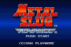 Metal Slug Advance title screen for GameBoy Advance